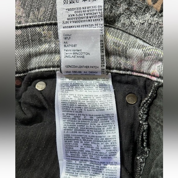 R13 Printed Boyfriend Jeans Faded Black Floral with Leopard Print Cutouts Sz 28 - Picture 6 of 7